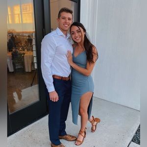 Michael Costello x Revolve Agnes Midi Dress in Dusty Blue